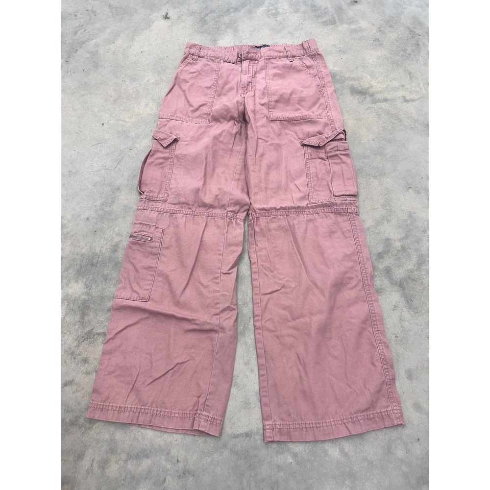 Aeropostale Utility Cargo Pants Womens S Pink 100% Cotton Wide Leg Multi Pockets